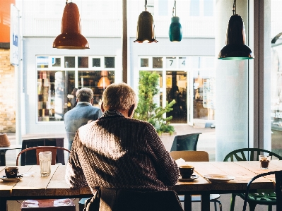 Man table cafe coffee Photo