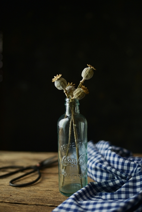 Glass bottle lighting still life