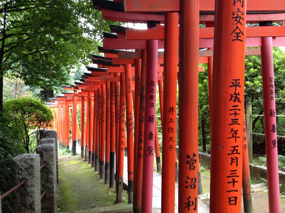 Budynek kolumna czerwony japonia