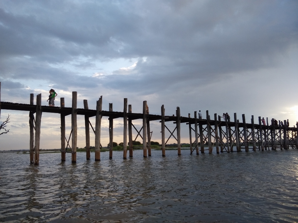 Sea horizon sunset bridge