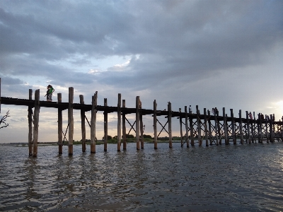 Meer horizont sonnenuntergang brücke Foto