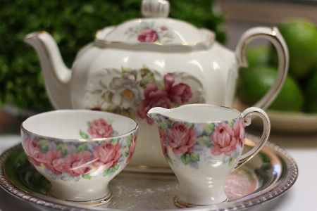 Tea teapot cup saucer Photo