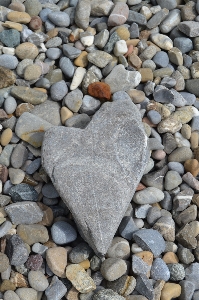 Beach rock stone love Photo