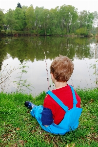 Meadow play boy pond Photo