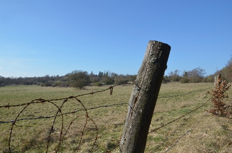 Landscape mountain fence barbed wire Photo