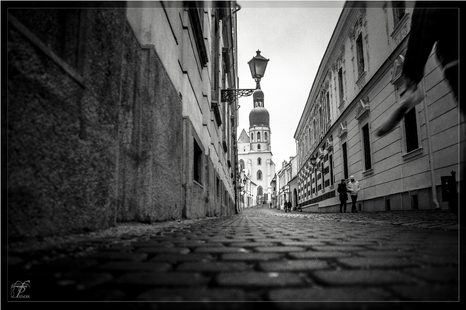 Light black and white architecture road