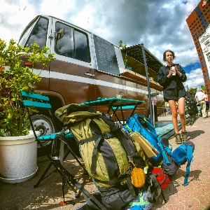 Backpack vehicle camping bus Photo