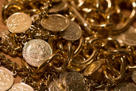 Golden metal money material Photo