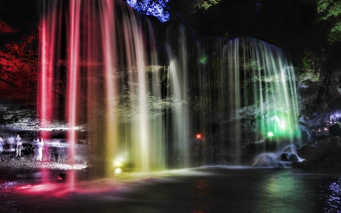 Water waterfall light night Photo