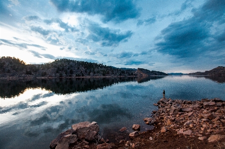 Man landscape sea coast Photo