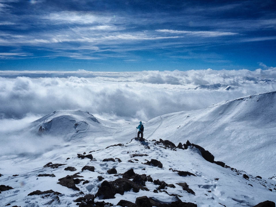 山 雪 冬天 云