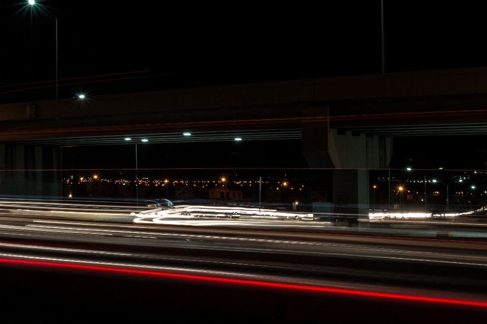 Light traffic night highway