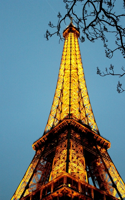 Noche vista torre eiffel parís