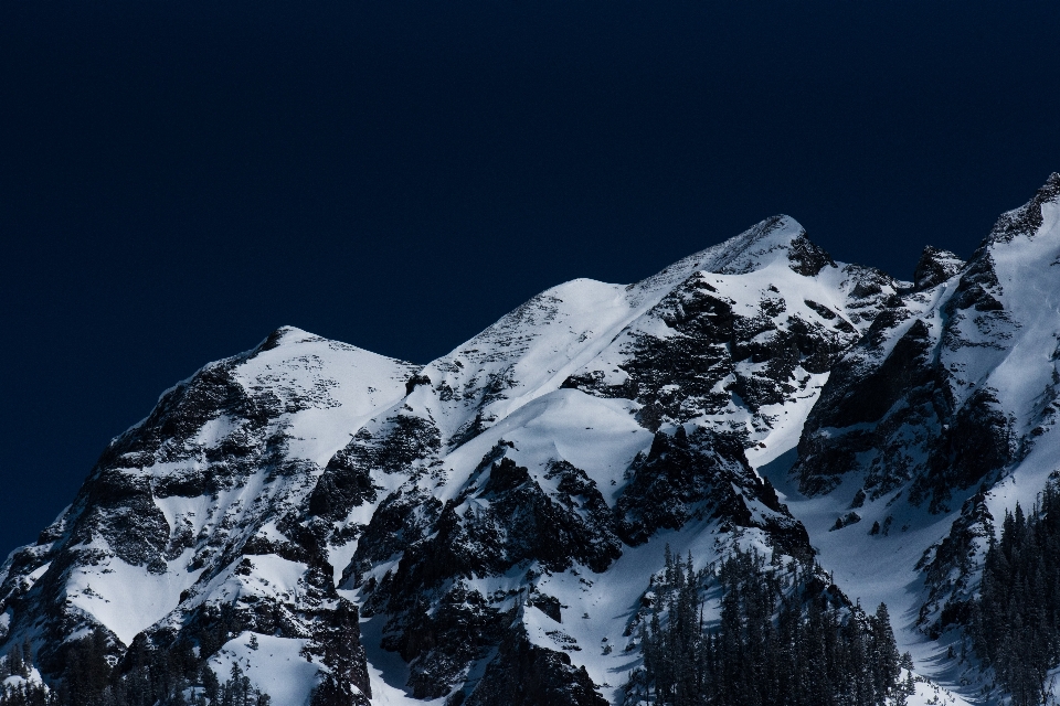 自然 山 雪 冬天