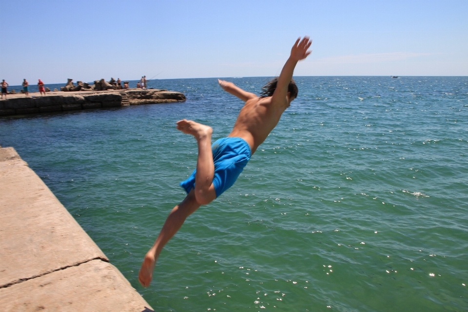 Człowiek plaża morze woda