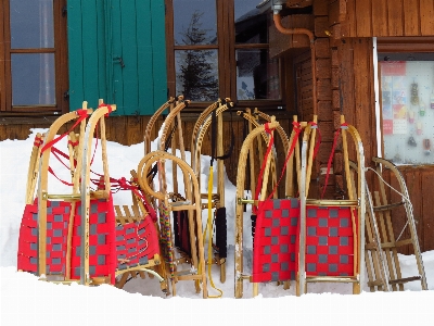 Snow winter hut shopping Photo