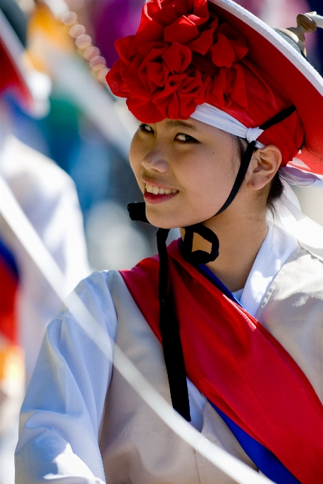 Mulher chinês vermelho outono