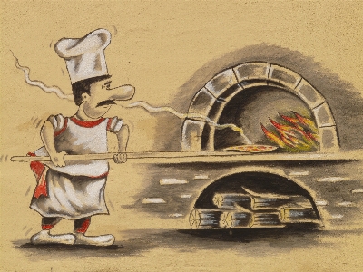 Cooking chef pizza painting Photo