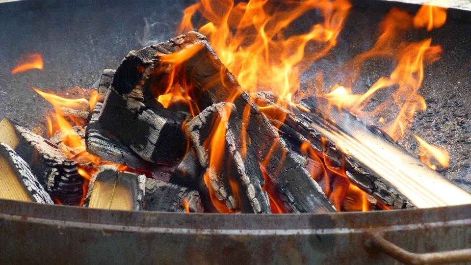 Piatto cibo fuoco falò