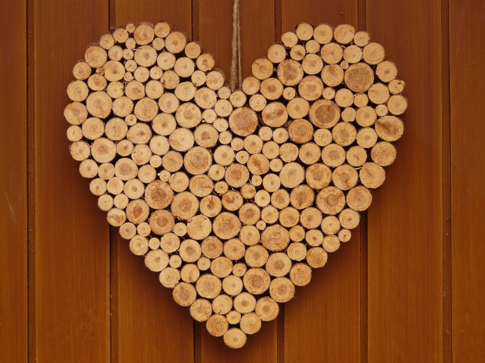 Wood love heart pattern