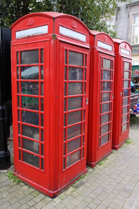 Old red phone telephone