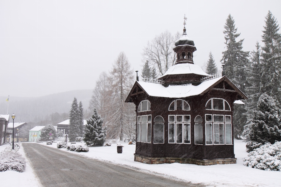 Snow winter house town