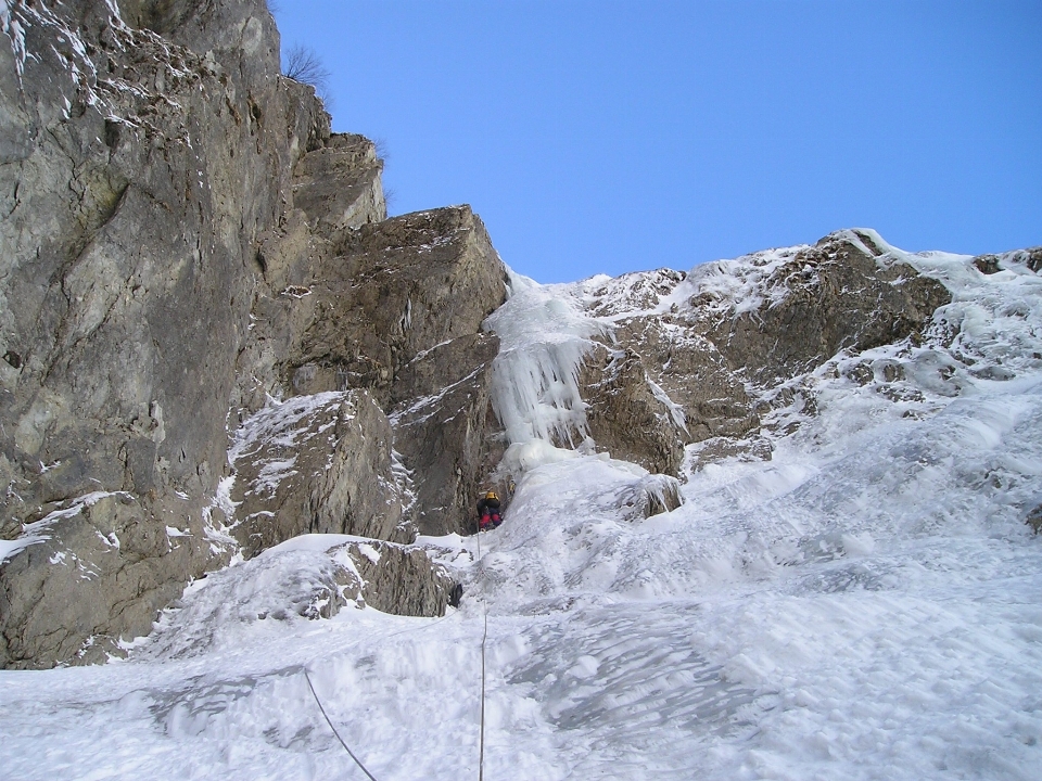 Waterfall walking mountain snow