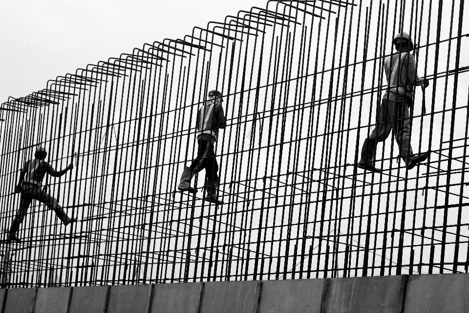 Work fence black and white guy