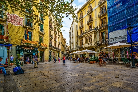 Pedestrian cafe road street Photo