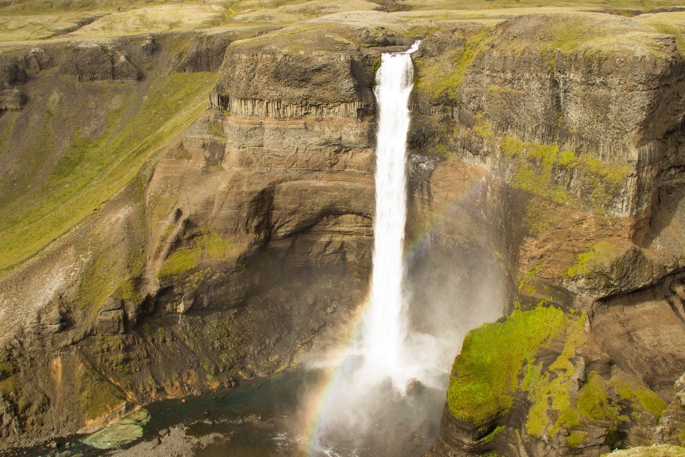 Waterfall formation cliff iceland