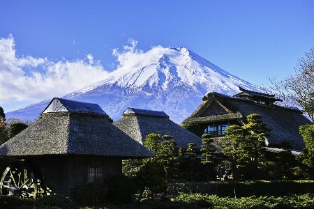 Foto Lanskap gunung langit rumah