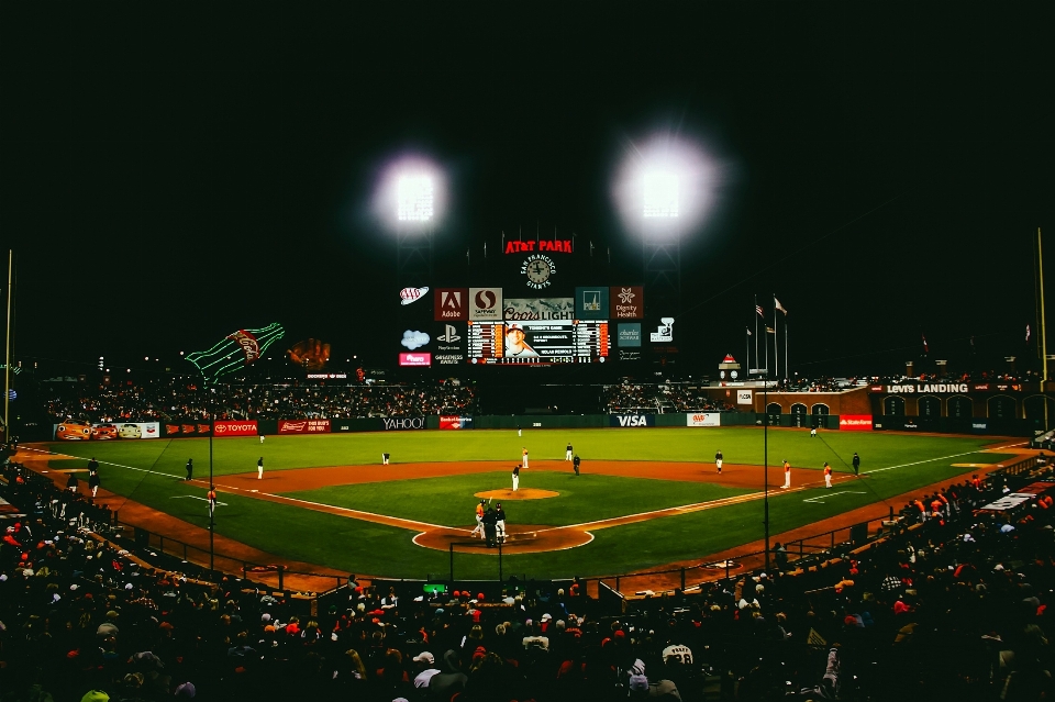 Structure baseball field night