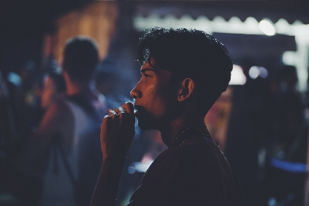 Man person music smoking Photo