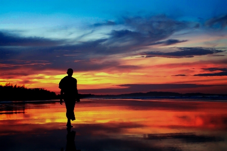 Foto Pantai lanskap laut pesisir