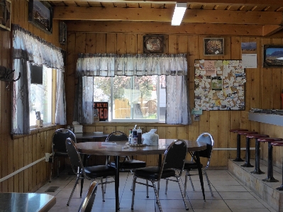 Foto Kayu retro bangunan restoran