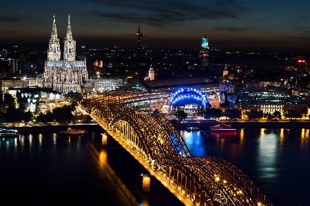 Bridge skyline night city Photo