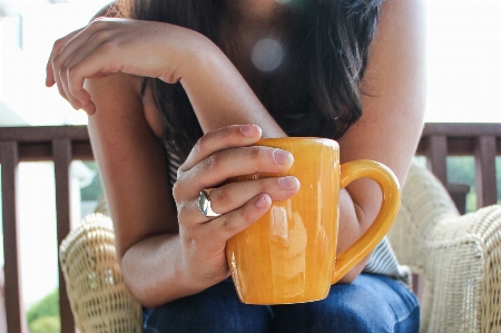 Hand coffee girl woman Photo