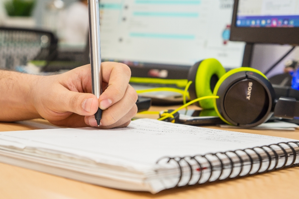 Desk writing work hand