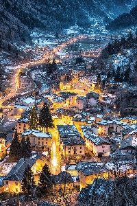 Landscape snow winter town Photo