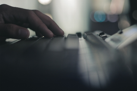 Computer hand light keyboard Photo