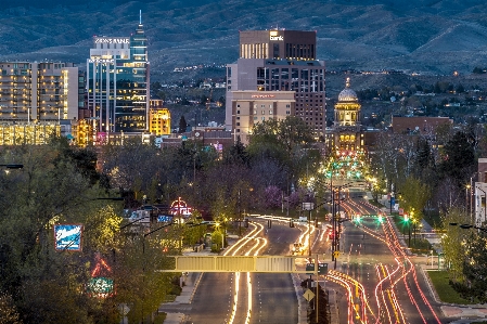 Yol ufuk çizgisi gece şehir Fotoğraf