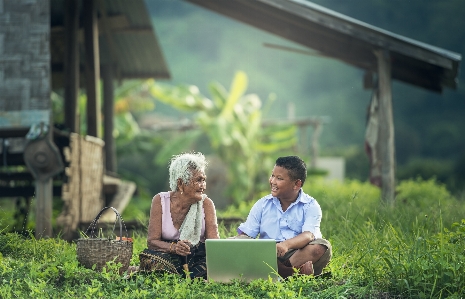 Laptop nature outdoor people Photo