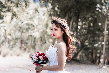 Forest winter girl woman Photo