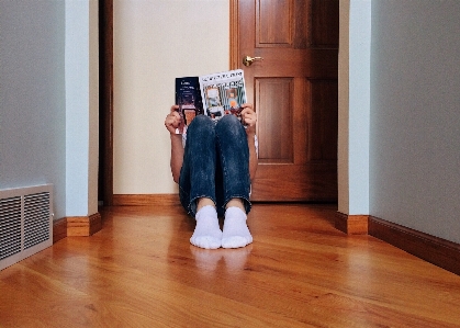 Person wood floor home Photo