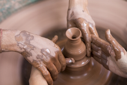 Hand working wheel ceramic Photo