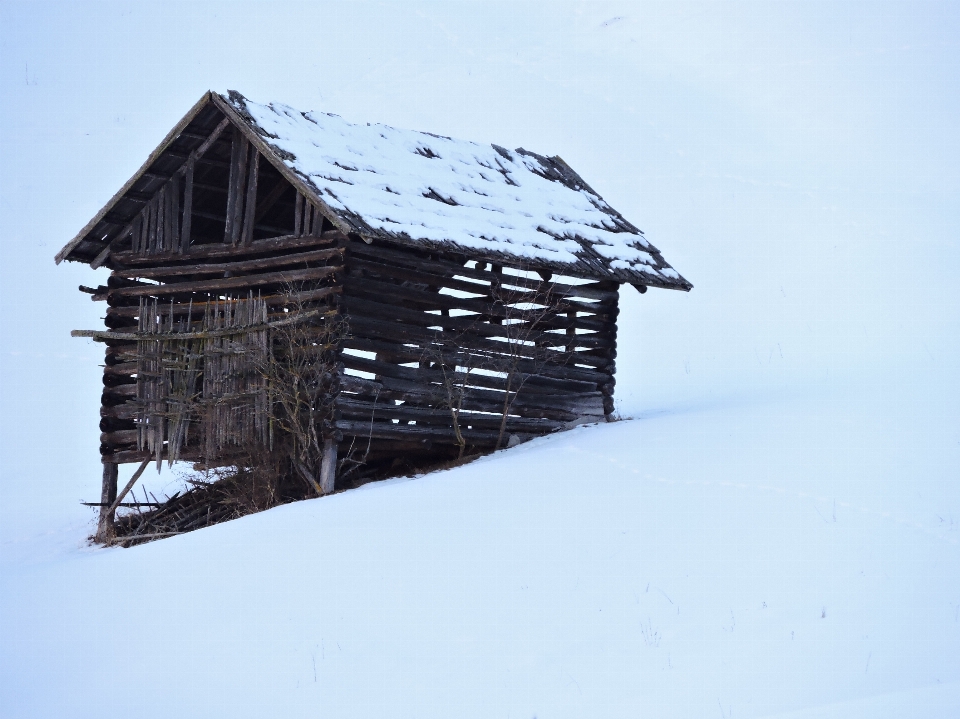 Snow winter roof barn