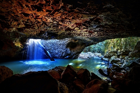 Foto Rock air terjun malam pembentukan