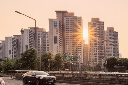 Foto Estrutura sol pôr do estrada