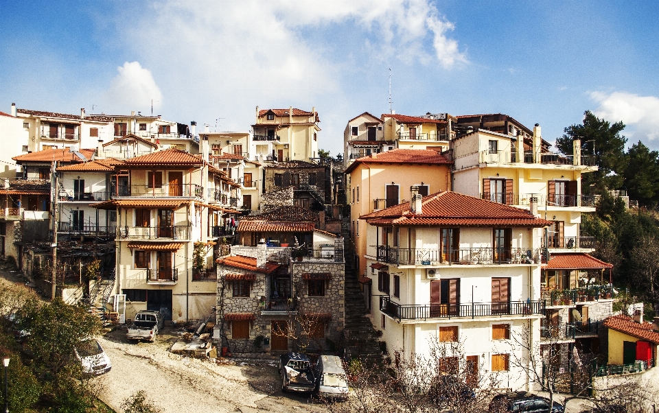 Paesaggio montagna inverno architettura