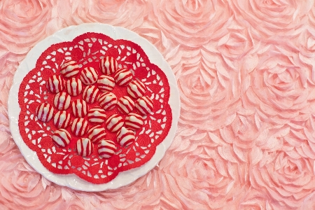 Raspberry flower petal heart Photo